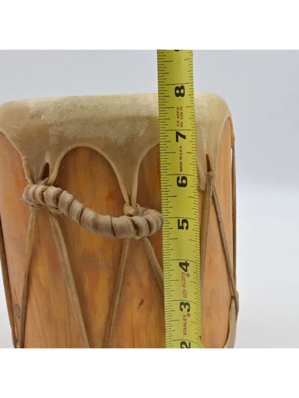 Native American Taos Pueblo Hand Made Rawhide Wood Drum W/ Mallet